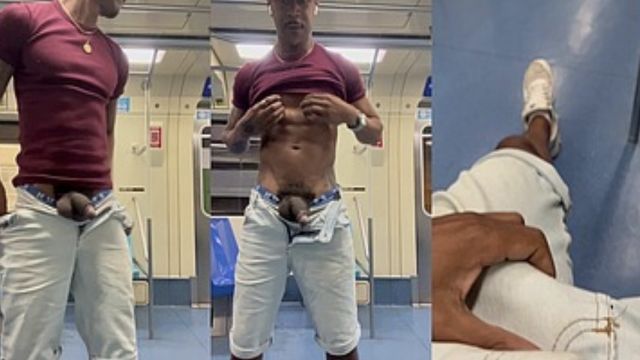 Exibindo a pica dentro do vagão 