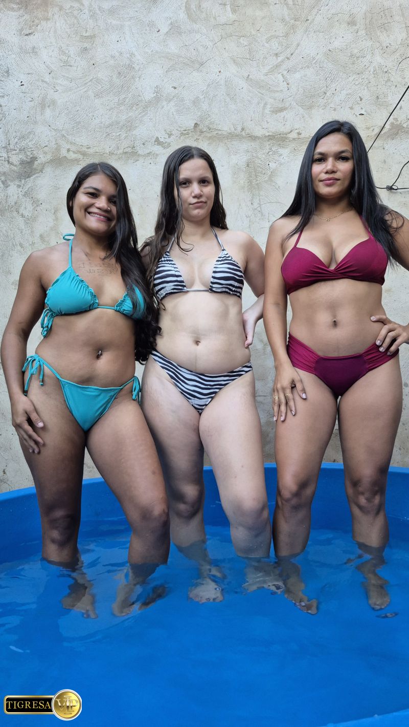Tigresa, Soraia e Milly na piscina
