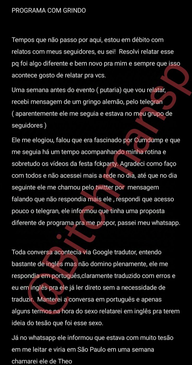 Relato programa com gringo parte 1